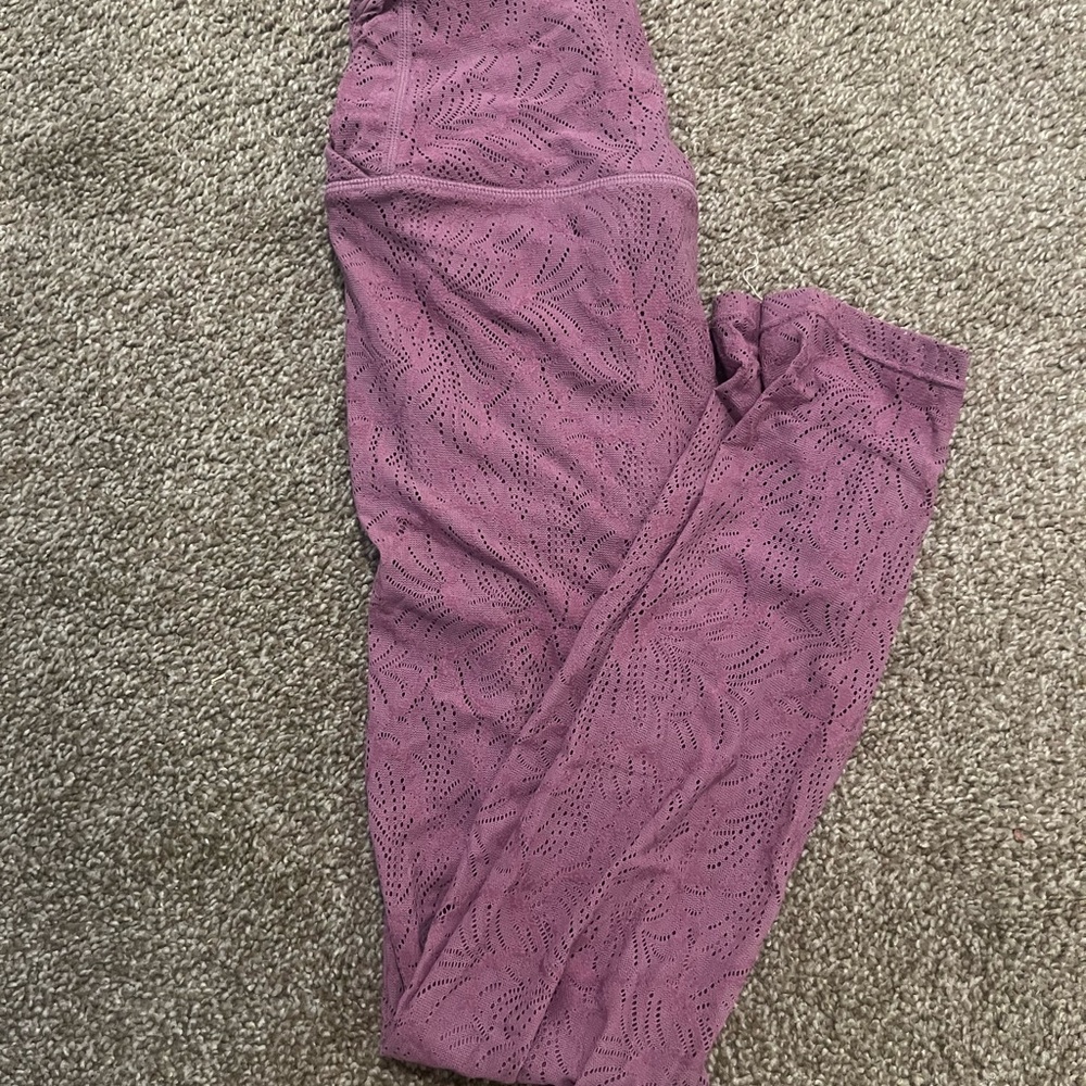 HALARA Purple Patterned Lace Leggings